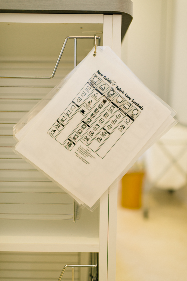 laminated sheets of laundry care symbols for laundry room